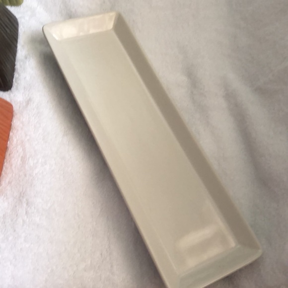 Ceramic plate on bronze metal stand. 3 square bowls. Beautiful harvest colors. - Picture 11 of 16